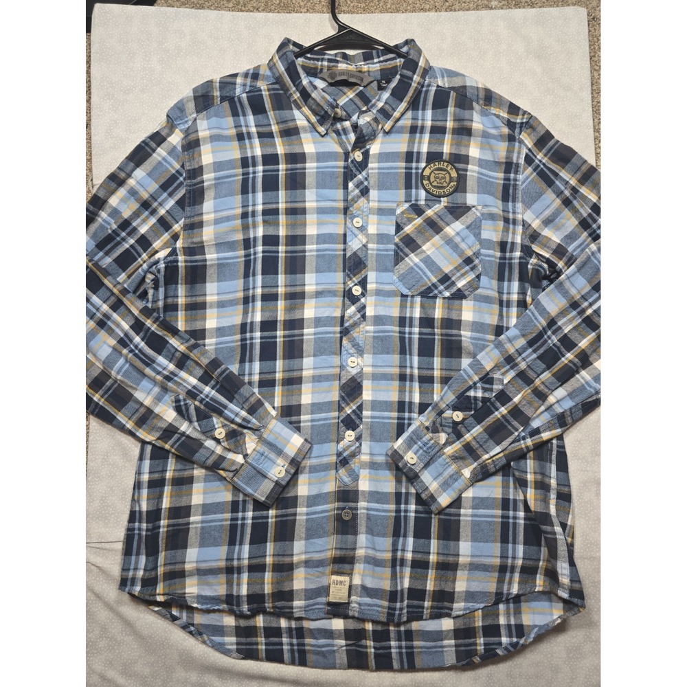Harley-Davidson Motorcycles Blue Flannel Long Sleeve Men's XL